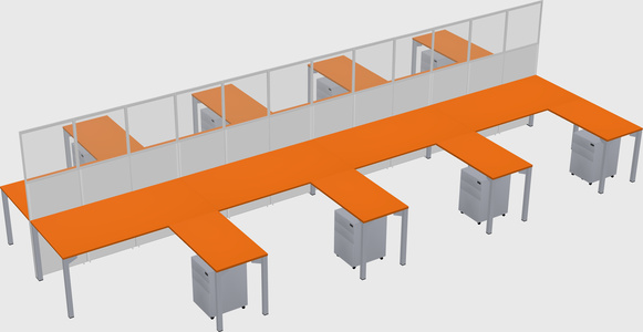 Shared l-shape cubicle