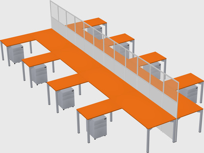 Shared l-shape cubicle