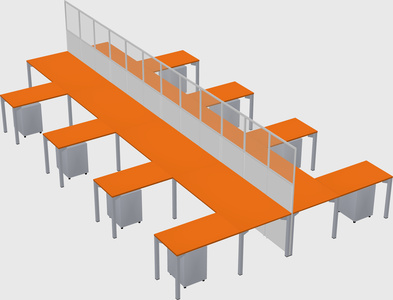 Shared l-shape cubicle