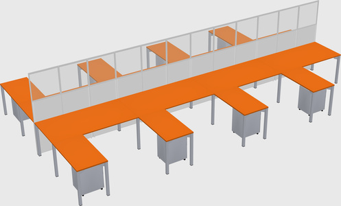 Shared l-shape cubicle