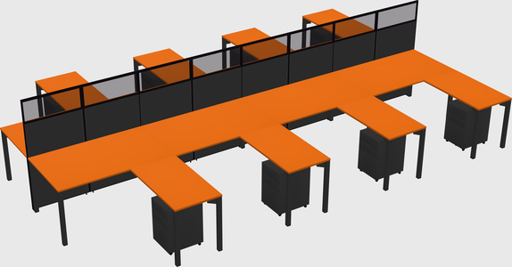 Shared l-shape cubicle