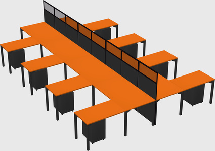 Shared l-shape cubicle