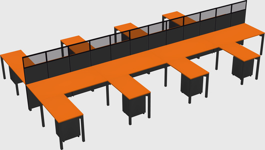 Shared l-shape cubicle