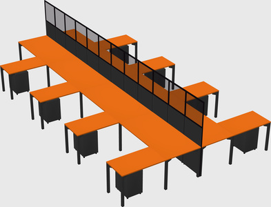 Shared l-shape cubicle
