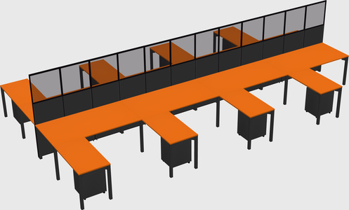 Shared l-shape cubicle