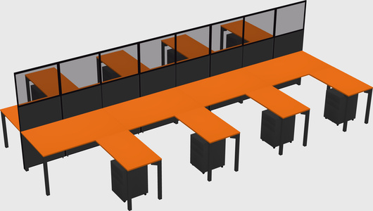 Shared l-shape cubicle