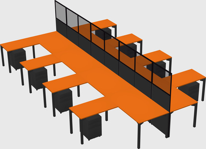 Shared l-shape cubicle