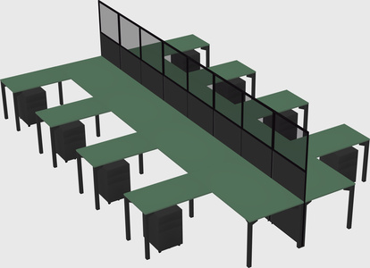 Shared l-shape cubicle