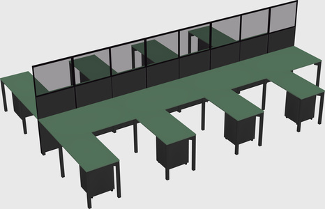 Shared l-shape cubicle