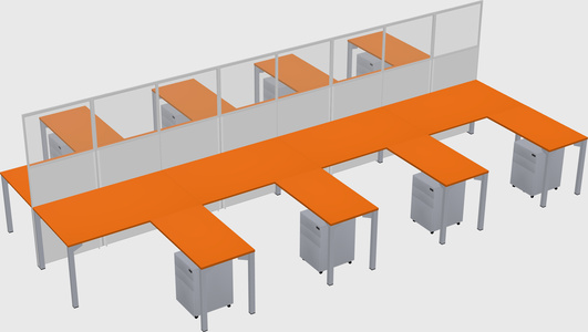 Shared l-shape cubicle