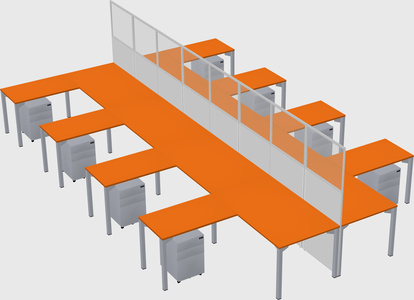 Shared l-shape cubicle