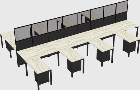 Shared l-shape cubicle