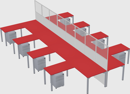 Shared l-shape cubicle