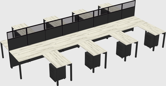 Shared l-shape cubicle