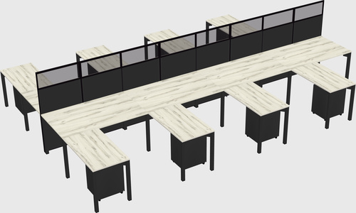 Shared l-shape cubicle