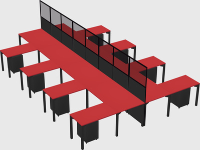 Shared l-shape cubicle