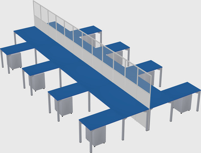 Shared l-shape cubicle