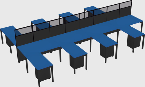 Shared l-shape cubicle