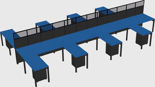 Shared l-shape cubicle