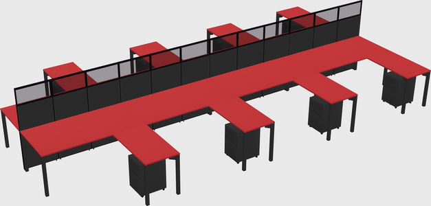 Shared l-shape cubicle