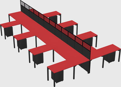 Shared l-shape cubicle