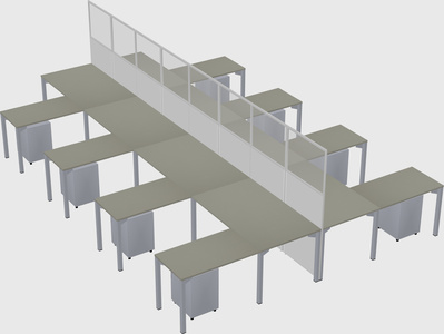 Shared l-shape cubicle