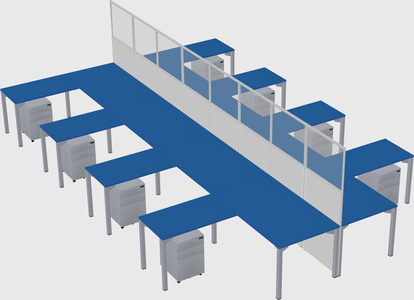 Shared l-shape cubicle