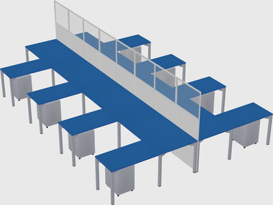 Shared l-shape cubicle
