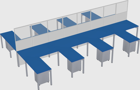Shared l-shape cubicle