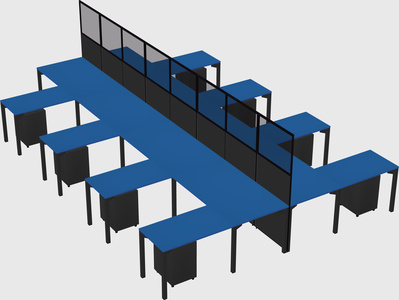 Shared l-shape cubicle