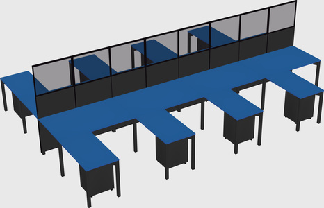 Shared l-shape cubicle