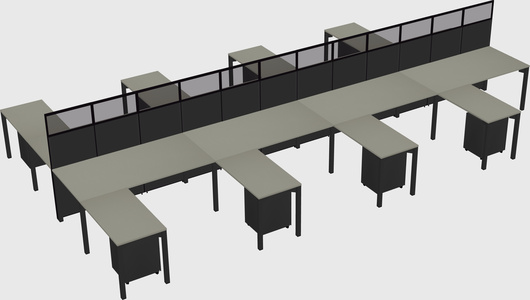 Shared l-shape cubicle