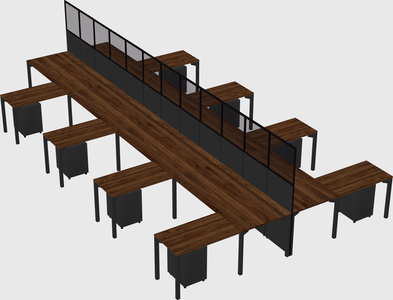 Shared l-shape cubicle