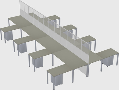 Shared l-shape cubicle