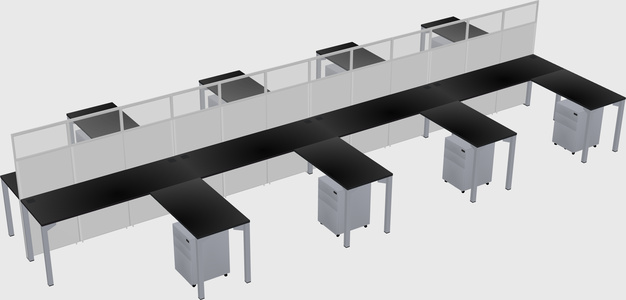 Shared l-shape cubicle