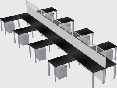 Shared l-shape cubicle