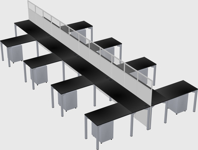 Shared l-shape cubicle