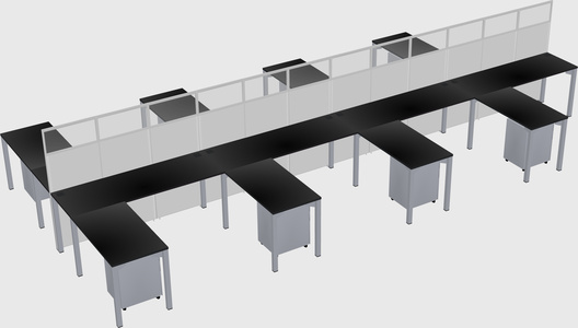 Shared l-shape cubicle