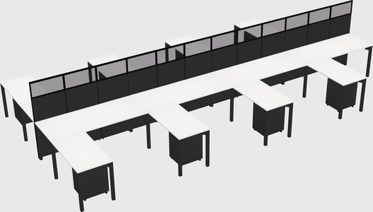 Shared l-shape cubicle