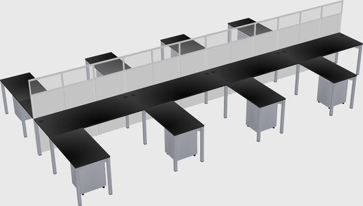 Shared l-shape cubicle