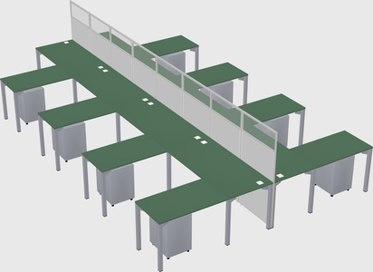 Shared l-shape cubicle