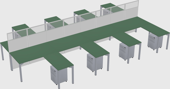 Shared l-shape cubicle