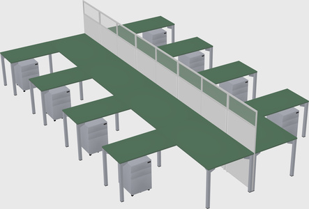 Shared l-shape cubicle