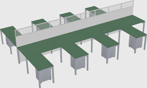 Shared l-shape cubicle