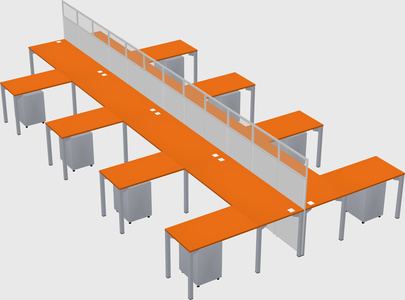 Shared l-shape cubicle