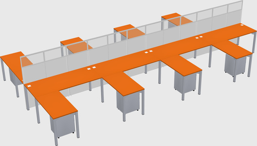 Shared l-shape cubicle