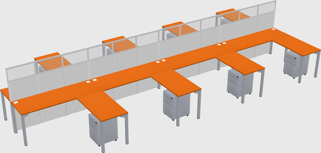 Shared l-shape cubicle