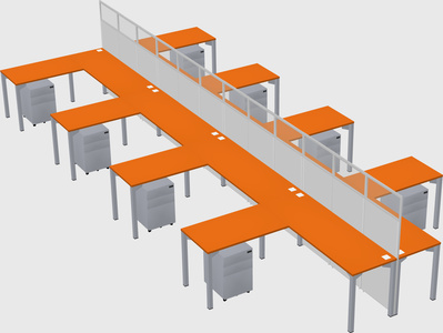 Shared l-shape cubicle