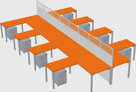 Shared l-shape cubicle