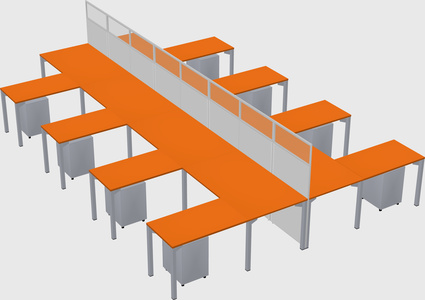 Shared l-shape cubicle